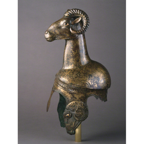 likeavirgil:Helmet with ram’s headsGreek, South ItalianArchaic PeriodSource