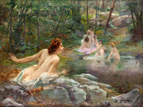 goodreadss:Paul François Quinsac, Nymphs in the Forest, Paul François Quinsac (French 1858–1932) [