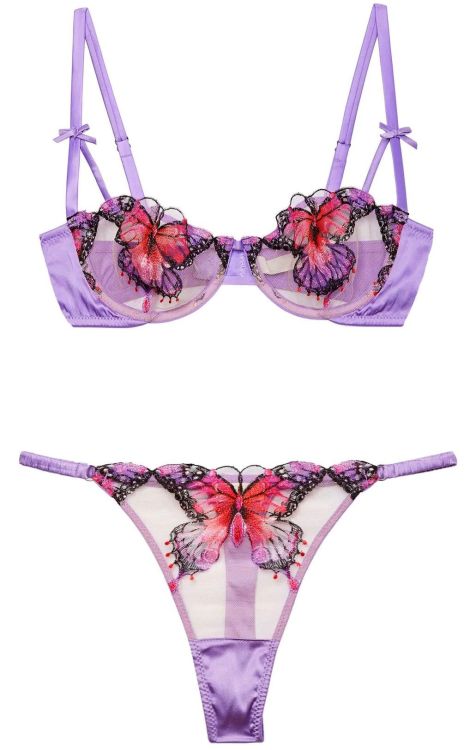 martysimone:  Fleur du Mal | Butterfly Embroidery • in lilac silk + embroidered tulle 