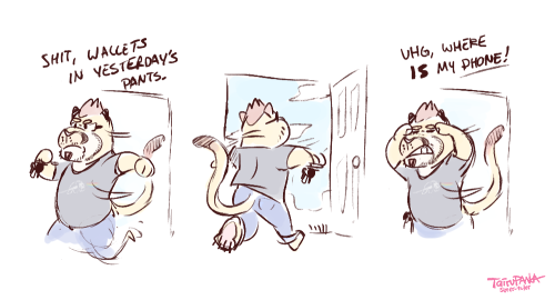 tulerarts:  The morning routine: at least the hair looks okay!