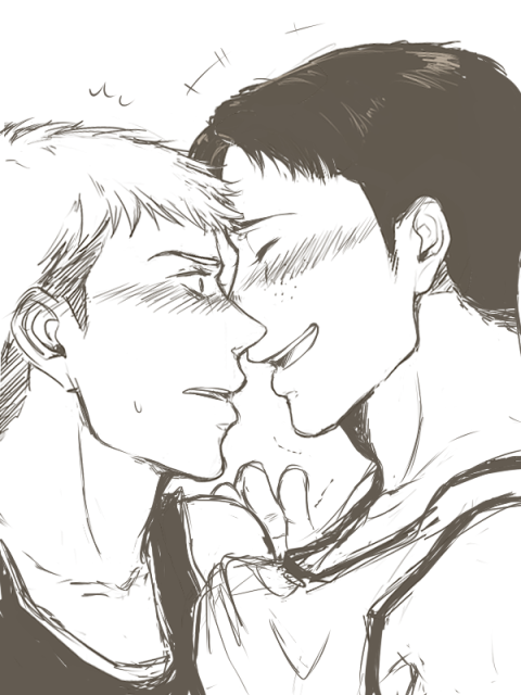 miyajimamizy:  I was gonna do a no plot Basketball!Au fluff. But then again, this is much better. Bascially they’re in a school gym, frickly frackling after this kiss. So yis ~ 