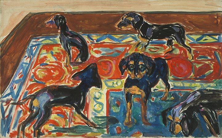 urgetocreate: Edvard Munch, Five Puppies on the Carpet, 1919–21, Oil on canvas,