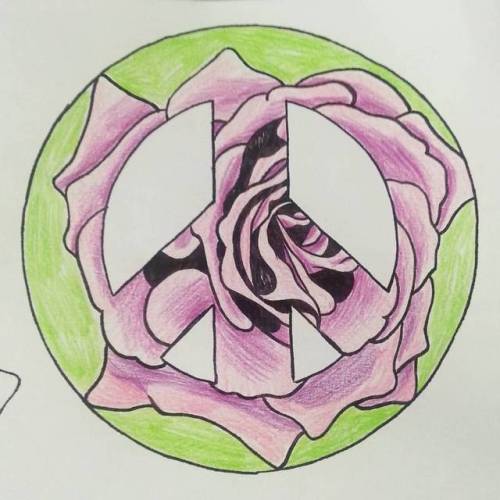 Flower in a peace sign for an appointment.  Thank you so much to everyone who’s been tattooed by me.    #art #peace #drawing #flower #apprentice #tattooapprentice #rose #artistsoninstagram #artistsontumblr  (at Raven’s Eye Ink)