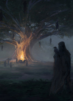 fantasyartwatch:  Gathering at Odin’s Tree by Mateusz Katzig 