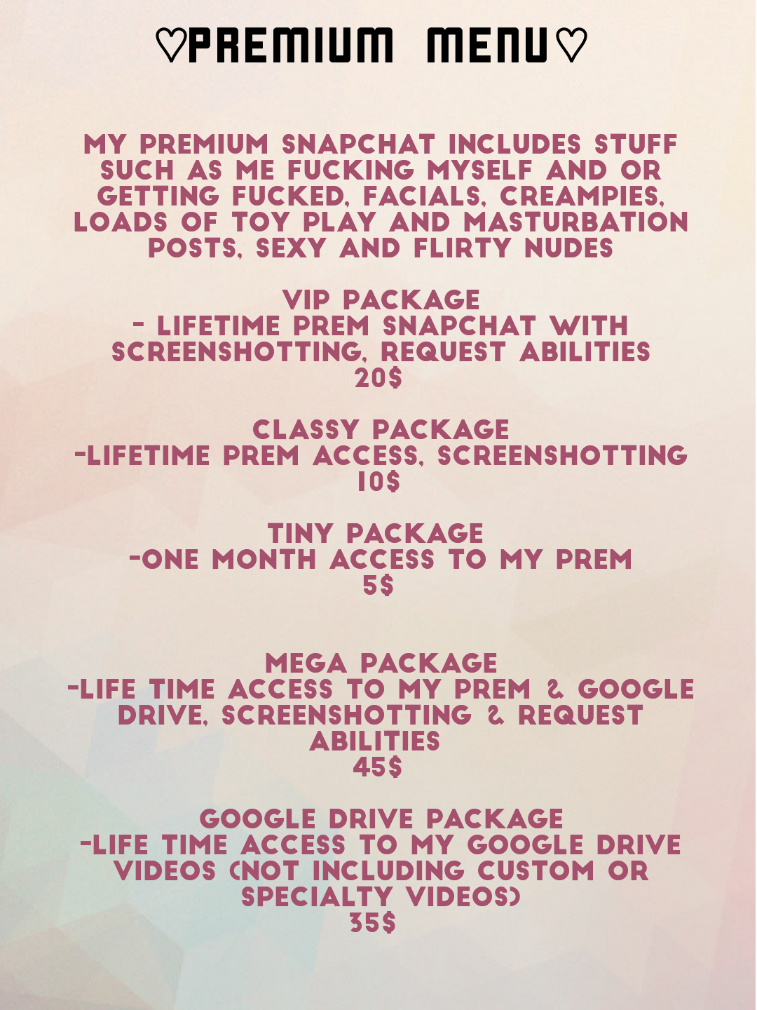 thebeautifulshyloblu:My newest menu! Things are changing in my everyday life and