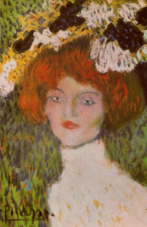 Madrilenian (Head of young woman) , Pablo PicassoEarly Years. 1901Style: impressionismSource:www.wik