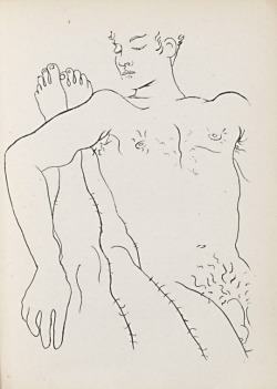 intheshadowplay:  Jean Cocteau  Male Couple (1947), illustration for Jean Genet’s Querelle de Brest 