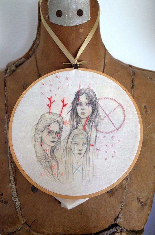 the horae, an embroidered drawing on muslinfor sale