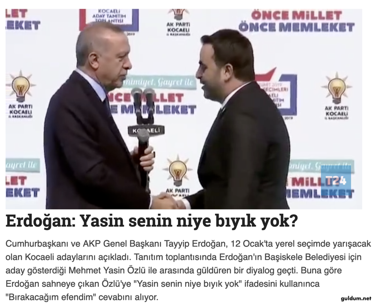 Erdoğan: Yasin senin niye...