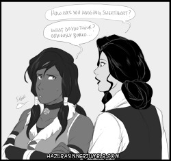 hazurasinner:  I bet that as Korra and Asami get older they will always behave like a dorky young couple in love. ;PPlease reblog don’t repost! Legend of Korra © Michael Dante DiMartino and Bryan Konietzko  hehehe~ &lt; |D’‘‘‘‘