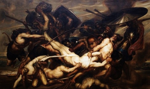 The Greeks and Trojans fighting over the body of Patroclus, 1836 ~ by Antoine Wiertz…