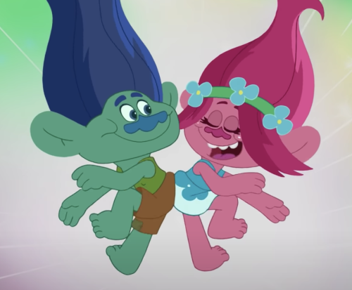 The adorable screenshots from the TBGO short called Ask Poppy: How to Dance Trolls Style (on Peacock