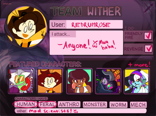 It’s official!  I’m on Team Wither for Artfight! ^o^