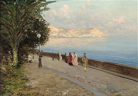 Giuseppe Giardiello (1877–1920), “Figures on the boulevard, Neapolitan coast”