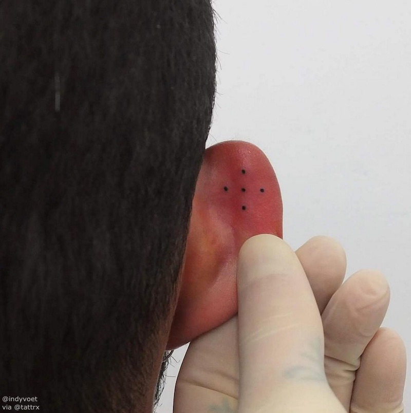 tattrx:  Indy Voet | Paris France / Brussels Belgium Hand-poked ear tattoos tumblr: