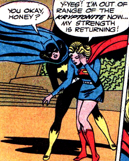 superdames:“You okay, honey?”—Adventure Comics #381 (1969), words by Cary Bates, art by Win Mortimer