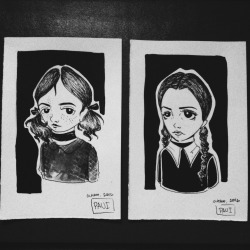 eatsleepdraw:  esther &amp; wednesday for this year’s inktober!  (art: fueled-by-siomai.tumblr.com)