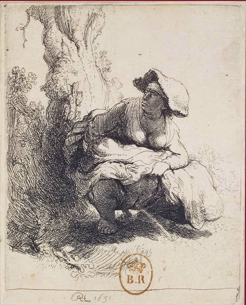 Rembrandt “La femme qui pisse” (found here: http://en.wikipedia.org/wiki/Urination#Urination_without_facilities)