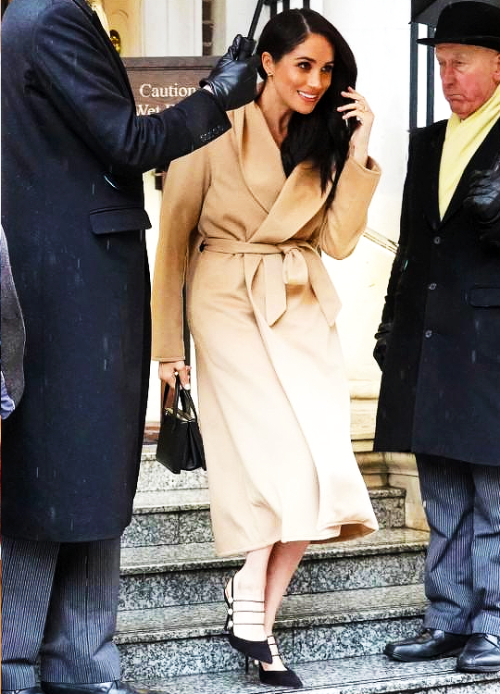 trh-thesussexes: The Duke and Duchess of Sussex are seeing leaving Goring Hotel in London. || March 