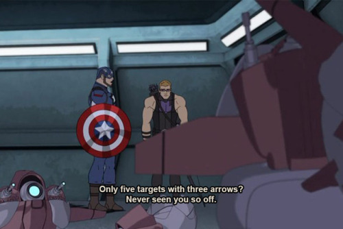 portraitoftheoddity: icoulddthisallday: chiizuburger: Steve reassuring Clint that his place in Aveng