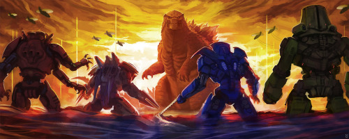 Jaegers vs Gojira by Michael Matsumoto“Let them fight”