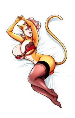Hecchidechu: In Bed With Monique! We Had Fun On Many Designs. Stickers, Mugs, Etc…