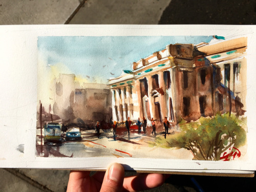 A sketch of Architecture Hall on a cold Monday morning.• • • #art #uw #watercolor #painting #illis