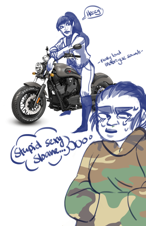 treshornybois:  au of a modern era sloane is a biker who constantly rides through hurley’s nei