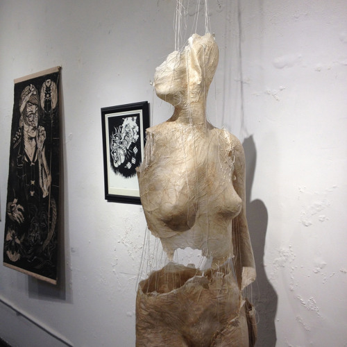 Erin Tucker (prints by Izzy Jarvis) at Blueline Gallery, Bloomington IN‘Frayed and Fragile&rsq