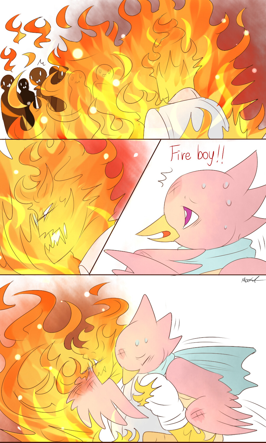 mooncatyao:  [Fire &amp; Red bird-7] Grillby &amp; little SansProofreader:
