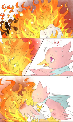 Mooncatyao:  [Fire &Amp;Amp; Red Bird-7] Grillby &Amp;Amp; Little Sansproofreader: