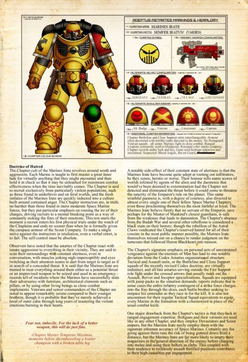 For the fun of it, I’m re-imagining the infamous Angry Marines as a Chapter with some coherent