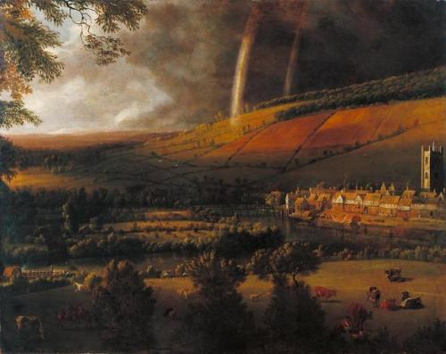 flyse: Landscape with Rainbow, Henley-on-Thames, Jan Siberechts (1627- ca.1700), ca. 1690Oil on canv