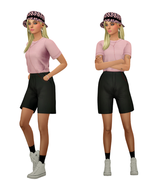 TS4 Daily Lookbook #55 Skin 1, 2, 3 / Hair / Eyebrows / Eyes / Nosemask Clothing - TopLong Sleeved T