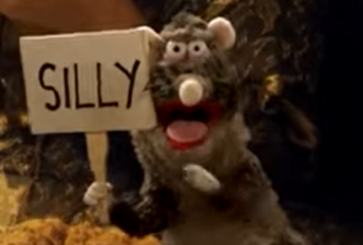klavier-gavins-lesbian-boyfriend:love-rats:get rid of tonal indicators. every time you tell a joke this fucker should pop up [I.D: A disheveled rat puppet holding up a cardboard sign that reads “silly” in all caps. End I.D]