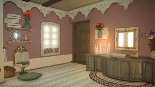 I made a shabby chic, your-grandma-would-love-this, concept bathroom. I made my own closet, a modern