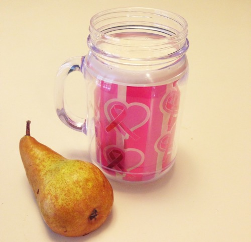Look! My nanny got me a breast cancer awareness Masan jar thingy:) this calls for a giant banana smo
