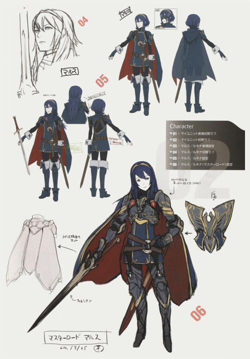 tyrfing-plus:Scans I took a while ago for Lucina, Falchion, and Great Lord Chrom, and the Grandmaster class. These were from my Knights of Iris artbook!