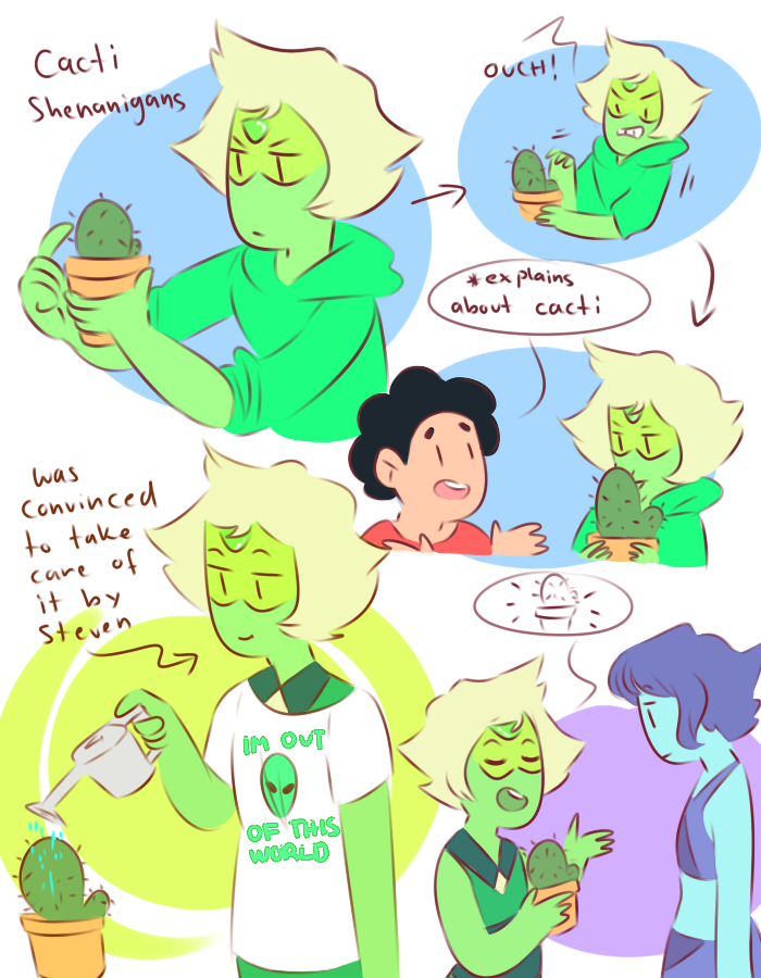 pota-totoo:  peri taking care of a cactus. she’d be real diligent with watering