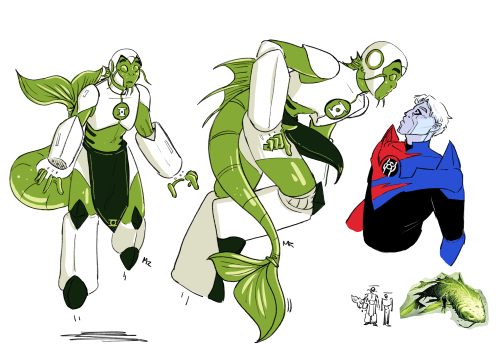 [Image Description: Colored digital drawings of Aya and Razer from Green Lantern the Animated Series