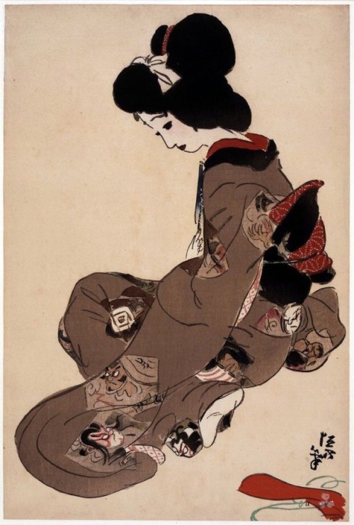 wonderlartcafe:Kitano Tsunetomi 北野恒富 (1880-1947), Seasons of the Pleasure Quarters - no. 2, Shinmach