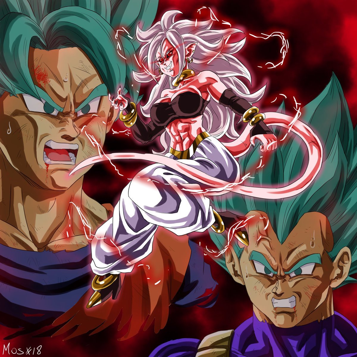 Ruttsu-the-super-elite-saiyan — Majin Android 21 vs SSJB Goku and Vegeta