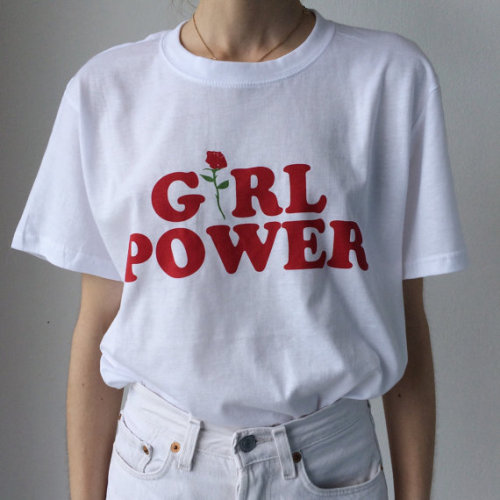 littlealienproducts:Girl power screen printed t-shirt in white by GloriousPJs