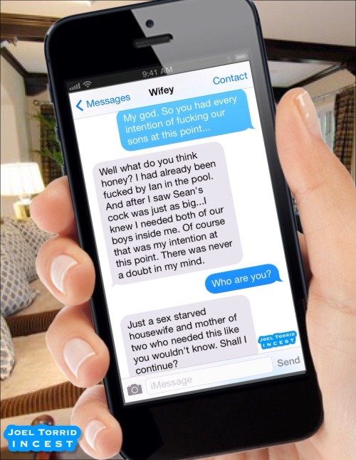 joeltorridisurdaddy:  VACATION ALONE WITH THE BOYS  A wife’s text conversation with her husband about her vacation with their two sons.  Part 3 of 5