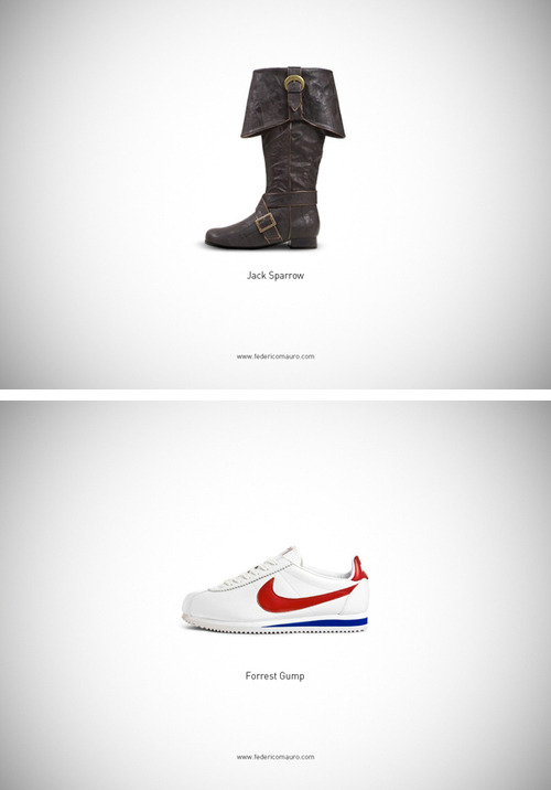 tastefullyoffensive:  Famous Shoes by Federico Mauro [via]Previously: Men Pin-Ups