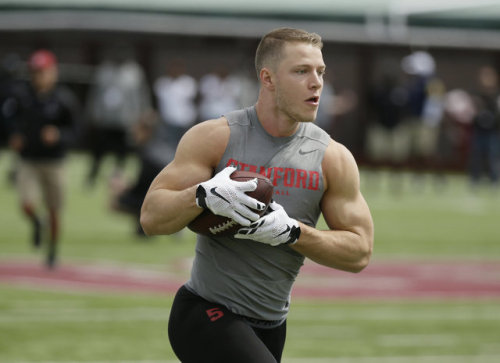 giantsorcowboys:  Manly MondayChristian McCaffrey Looks Good In Lycra And In A Skin-Tight Kit!Sexy As Hell, Baby!