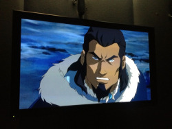 bryankonietzko:  Cell phone snap of a nice still of Tonraq and his pearly whites at a recent color correction session for a future episode. He’s a manly man, that one. New episode tonight at the new time of 8:30PM! 