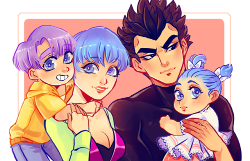 seojinnie-art:THE VEGETA FAMILY! I absolutely love them.. Print available for Fanime and Akon :D