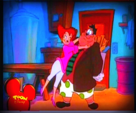 I rewatched a couple Goofy movie clips, both movies in fact. Was enjoying watching PJ showing off his verbal skills with the poetry cafe club girl.   Then it dawned on me  Back in the good old days of Goof Troop, Pete really had a great looking wife named