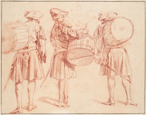 Three Views of a Military Drummer, Jean-Antoine Watteau, c. 1713, Harvard Art Museums: DrawingsHarva